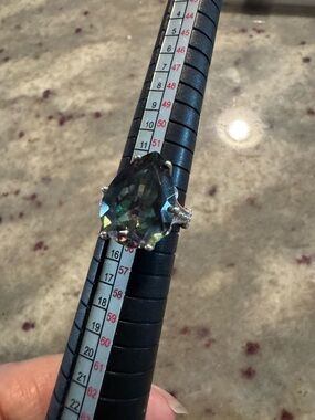 Mystic topaz sterling silver pear shaped cocktail ring